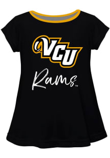 Vive La Fete VCU Rams Toddler Girls Black Script Blouse Short Sleeve T-Shirt