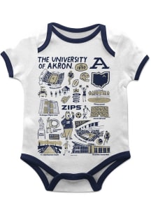 Vive La Fete Akron Zips Baby White Impressions Short Sleeve One Piece