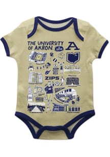 Vive La Fete Akron Zips Baby Gold Impressions Short Sleeve One Piece