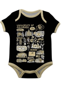 Vive La Fete Colorado Buffaloes Baby Black Impressions Short Sleeve One Piece