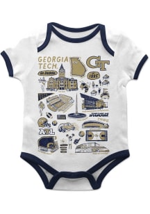 Vive La Fete GA Tech Yellow Jackets Baby White Impressions Short Sleeve One Piece
