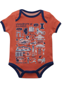 Vive La Fete Illinois Fighting Illini Baby Orange Impressions Short Sleeve One Piece