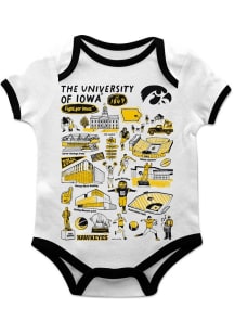 Vive La Fete Iowa Hawkeyes Baby White Impressions Short Sleeve One Piece