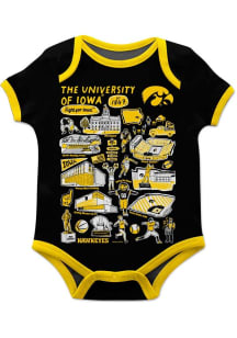Vive La Fete Iowa Hawkeyes Baby Black Impressions Short Sleeve One Piece