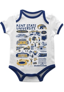 Vive La Fete Kent State Golden Flashes Baby White Impressions Short Sleeve One Piece