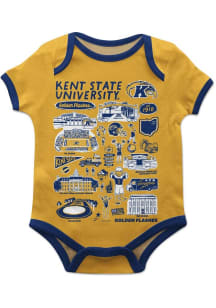 Vive La Fete Kent State Golden Flashes Baby Gold Impressions Short Sleeve One Piece