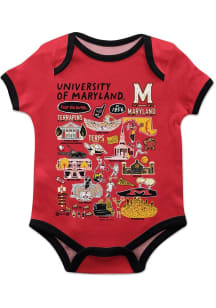 Vive La Fete Maryland Terrapins Baby Red Impressions Short Sleeve One Piece