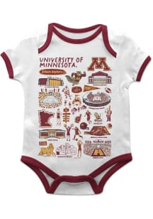 Vive La Fete Minnesota Golden Gophers Baby White Impressions Short Sleeve One Piece
