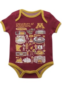 Vive La Fete Minnesota Golden Gophers Baby Maroon Impressions Short Sleeve One Piece