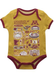 Vive La Fete Minnesota Golden Gophers Baby Gold Impressions Short Sleeve One Piece