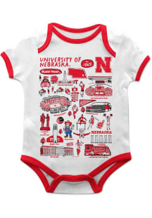 Vive La Fete Nebraska Cornhuskers Baby White Impressions Short Sleeve One Piece