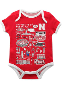Vive La Fete Nebraska Cornhuskers Baby Red Impressions Short Sleeve One Piece