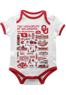 Vive La Fete Oklahoma Sooners Baby White Impressions Short Sleeve One Piece
