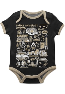 Vive La Fete Purdue Boilermakers Baby Black Impressions Short Sleeve One Piece