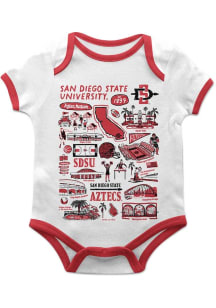 Vive La Fete San Diego State Aztecs Baby White Impressions Short Sleeve One Piece