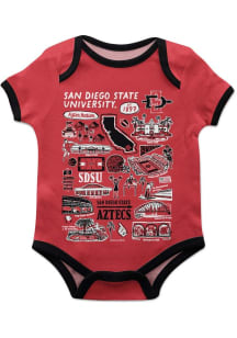 Vive La Fete San Diego State Aztecs Baby Red Impressions Short Sleeve One Piece