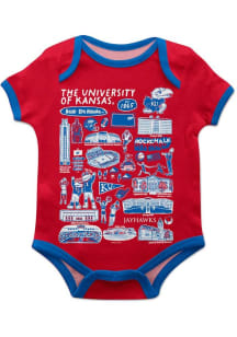 Vive La Fete Kansas Jayhawks Baby Red Impressions Short Sleeve One Piece