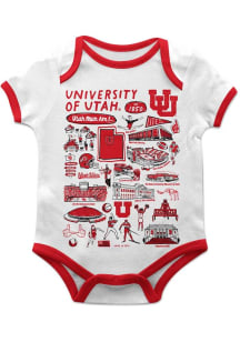 Vive La Fete Utah Utes Baby White Impressions Short Sleeve One Piece
