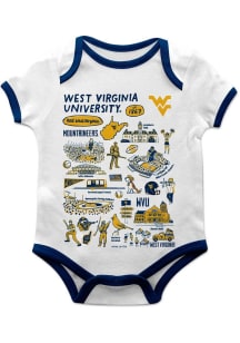 Vive La Fete West Virginia Mountaineers Baby White Impressions Short Sleeve One Piece