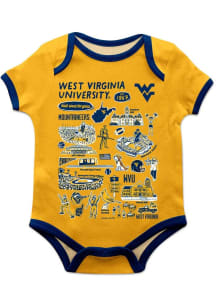 Vive La Fete West Virginia Mountaineers Baby Gold Impressions Short Sleeve One Piece