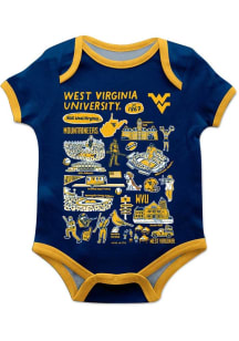Vive La Fete West Virginia Mountaineers Baby Navy Blue Impressions Short Sleeve One Piece