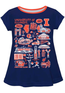 Vive La Fete Illinois Fighting Illini Infant Girls Impressions Short Sleeve T-Shirt Blue
