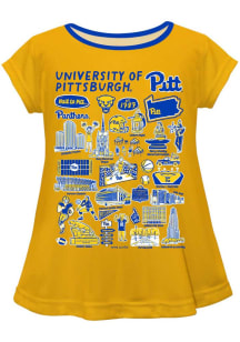 Vive La Fete Pitt Panthers Infant Girls Impressions Short Sleeve T-Shirt Gold