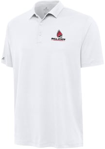 Antigua Ball State Cardinals Mens White Reprocess Recycled Short Sleeve Polo