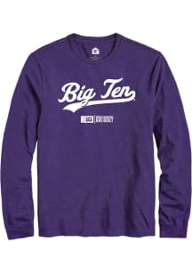 Rally Big Ten Purple Script Design Long Sleeve T Shirt