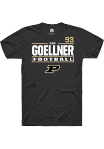 Sam Goellner Purdue Boilermakers Black Football NIL Stacked Box Short Sleeve Player T Shirt