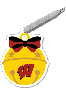 Wisconsin Badgers Bow Bell Ornament - Red