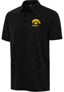 Antigua Iowa Hawkeyes Mens Black Eternal Short Sleeve Polo