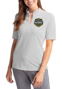 Cutter and Buck Michigan Wolverines Womens Anthracite 2026 MBB Champions Virtue Eco Pique Stripe S..