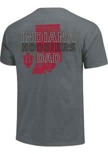 Indiana Hoosiers Charcoal Dad State Outline Short Sleeve T Shirt