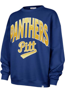 47 Pitt Panthers Womens Blue Extra Innings Crew Sweatshirt