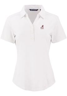 Cutter and Buck Alabama Crimson Tide Womens White Alumni Forge Eco Polo Short Sleeve Polo Shirt