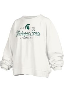 Pressbox Michigan State Spartans Womens White Alexus Script Crew Sweatshirt