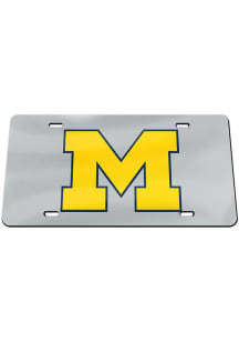 Michigan Wolverines Silver Stainless Steel Car Accessory License Plate