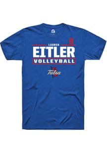Lauren Eitler Tulsa Golden Hurricane Blue NIL Stacked Box Short Sleeve Player T Shirt