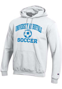 Champion Buffalo Bulls Mens White Soccer Powerblend Long Sleeve Hoodie