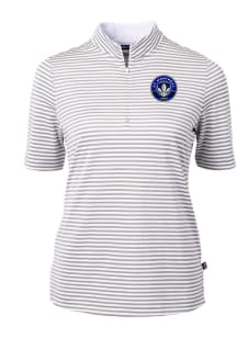 Cutter and Buck Montreal Impact Womens Grey Virtue Eco Pique Stripe Short Sleeve Polo Shirt