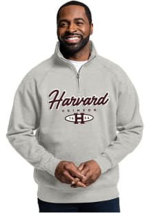Harvard Crimson Mens White Script Long Sleeve Qtr Zip Pullover