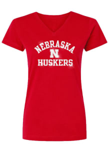 Summit Sportswear Nebraska Cornhuskers Womens Cardinal Glitter Short Sleeve T-Shirt