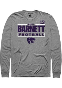 Blake Barnett K-State Wildcats Graphite Football NIL Stacked Box Long Sleeve Player T Shirt