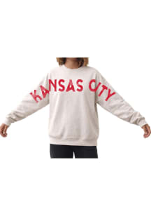 Kansas City Womens Oatmeal sleeve to sleeve workmark Crew Sweatshirt