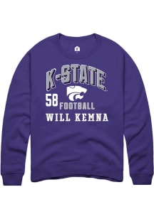 Will Kemna K-State Wildcats Mens Purple Football NIL Arch Logo Player Crew