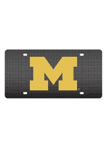 Michigan Wolverines Blue Carbon Fiber Car Accessory License Plate