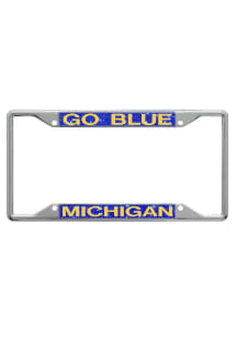 Michigan Wolverines Chrome Glitter License Plate Frame - Silver