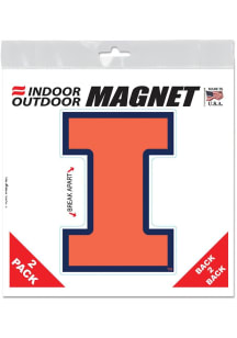 Illinois Fighting Illini 6x6 2 Pack Car Magnet - Orange