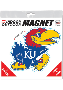 Kansas Jayhawks 6x6 2 Pack Car Magnet - Blue